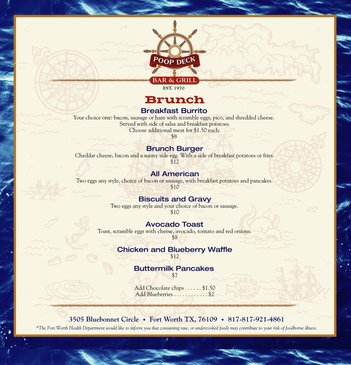 Menus Poop Deck Bar and Grill